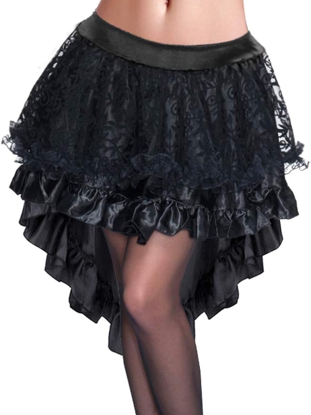 NWT Lace Floral Trim, Wide Elastic Waistband, Zipper Closure At Back